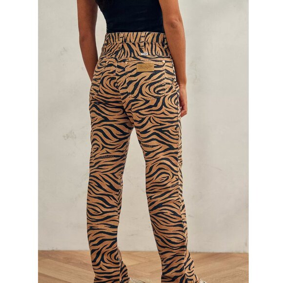 NWT Wrangler X Free People  High Rise Wild West Tiger Purr Print Straight Jeans - Picture 5 of 12